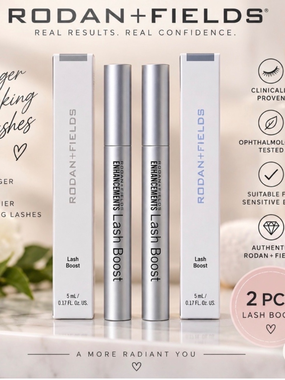 2 X Rodan + Fields lash boost new sealed 5ml each